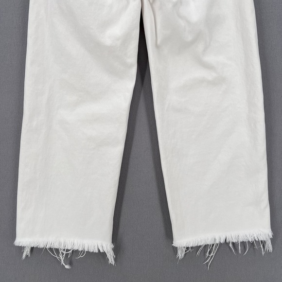 SIMON MILLER Lamere Crop Jeans Womens 27 White Straight Leg Raw Hem Rigid Denim - Picture 7 of 14